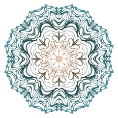 Decorative Colorful Floral Ornament With Decorative Border. Ethnic Mandala Decoration. Vector illustatration. Brown, turquise color. Indian, Moroccan, Mystic, Ottoman Motifs.