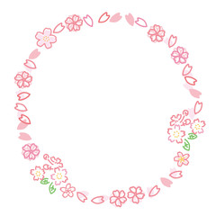 春　桜　手描き　アイコン　フレーム　イラスト