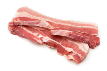 Meat pork slices isolated on the white background.
