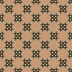 Fototapeta premium Abstract Vector Seamless Pattern With Abstract Geometric retro Style. Repeating Sample Figure And Line. For Modern Interiors Design, Wallpaper, Textile Industry. Brown, light olive color