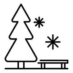 Ski resort bench icon. Outline ski resort bench vector icon for web design isolated on white background