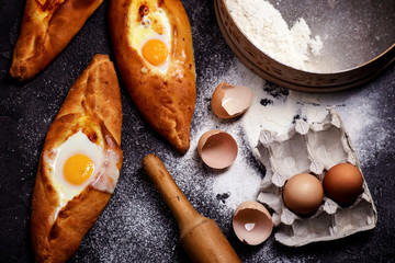 Khachapuri, traditional Georgian pie. style rustic