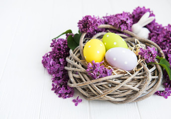 Nest with easter eggs