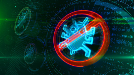 Antivirus symbol on cyber background