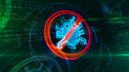 Antivirus symbol on cyber background