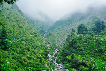 Incredible nature at the beginning of the Himalayas. Mountains and Falls Bhagsunag. Dharamsala,...