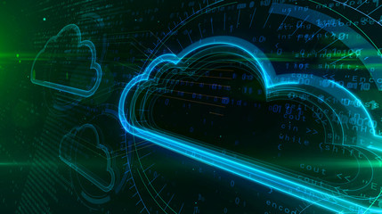 Cloud symbol on cyber background