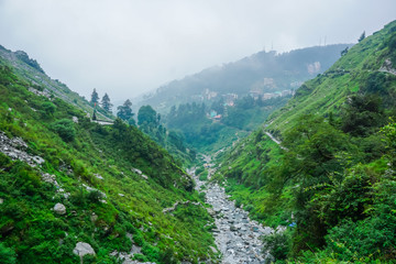 Fototapeta na wymiar Incredible nature at the beginning of the Himalayas. Mountains and Falls Bhagsunag. Dharamsala, India