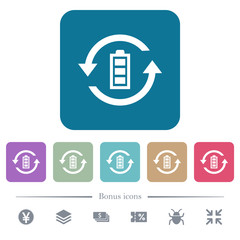 Renewable energy flat icons on color rounded square backgrounds