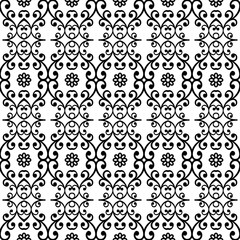 Floral vector ornament. Seamless abstract classic background with flowers. Pattern with repeating floral elements. Black and white ornament for fabric, wallpaper and packaging