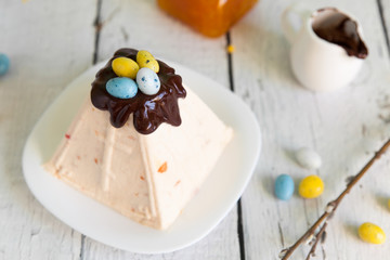 Traditional Easter cottage cheese dessert Paskha