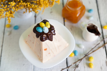 Traditional Easter cottage cheese dessert Paskha