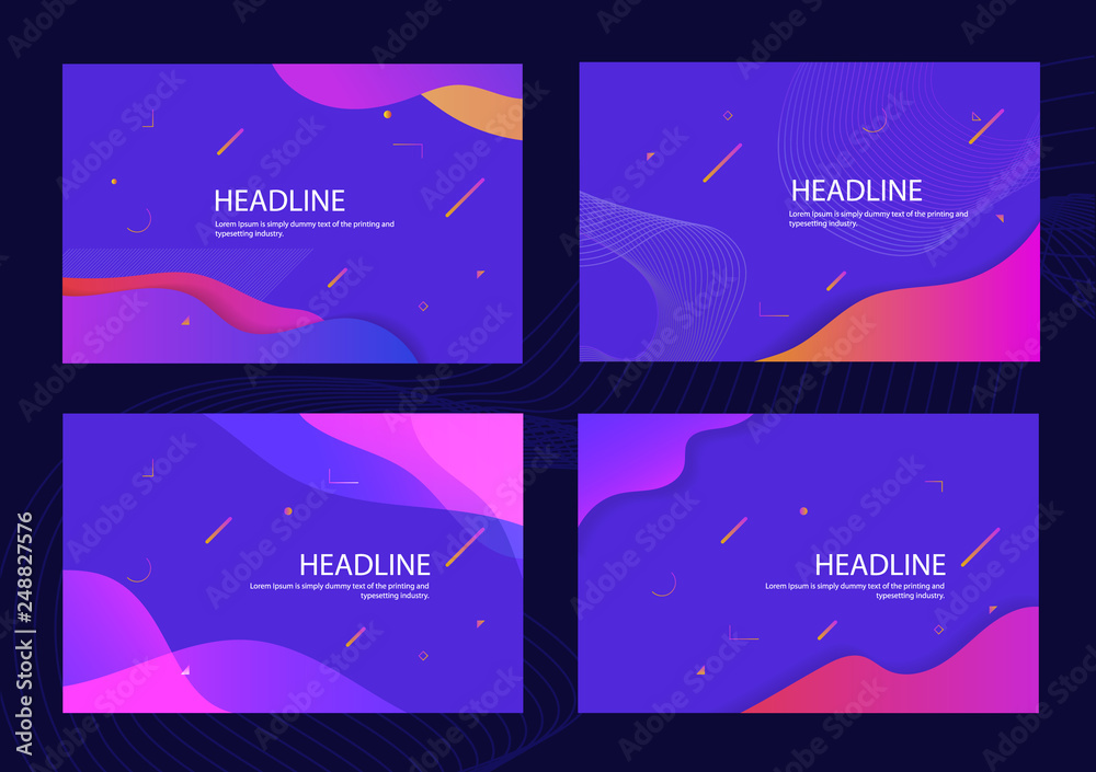 Leinwandbilder set abstract flat design gradient colorful geometric background background vector