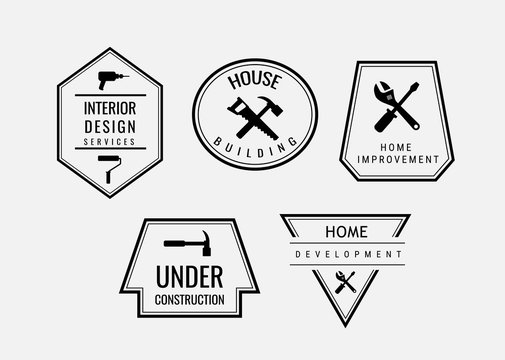 Set of vintage label home improvement store badge design vector