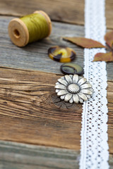 vintage buttons with lace tape