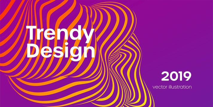 Trendy design. Moving color lines of abstract background. Vector illustration