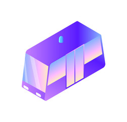 Smart car with siren, bus transport for public vector. Isolated icon of futuristic vehicle with doors and wide glasses. Transportation of city passengers