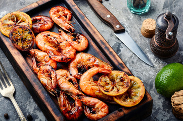Delicious roasted shrimps