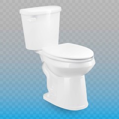 Toilet mockup, white toilet in 3d illustration isolated on transparent background.