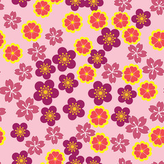 Valentine seamless pattern with stylized  sakura flowers. Perfect for holiday invitations, St. Valentine's Day greeting cards, decorations, wallpaper, pattern fills, gift paper - Vector