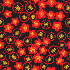 Valentine seamless pattern with stylized  sakura flowers. Perfect for holiday invitations, St. Valentine's Day greeting cards, decorations, wallpaper, pattern fills, gift paper - Vector