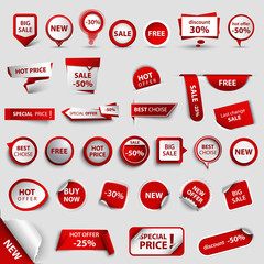 Collection of web pointers for shopping in red design