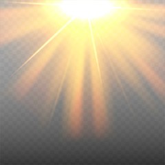 Vector sunlight. Sun beams or rays on transparent background.