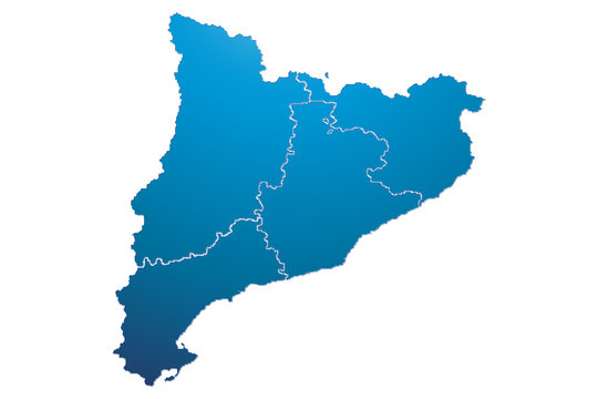 Mapa azul de Catalu&ntilde;a.