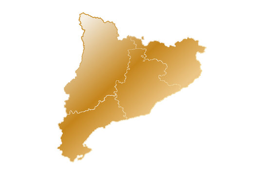 Mapa dorado de Catalu&ntilde;a.