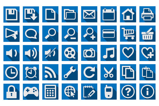 Iconos azules para aplicaciones.