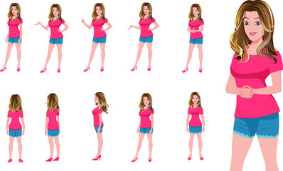 Girl character model sheet and turnaround