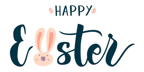Happy Easter. Colorful lettering card. Eps 10.