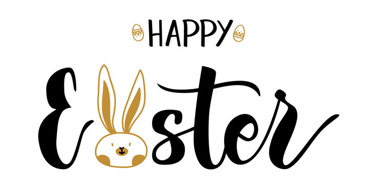 Happy Easter lettering card. Eps 10.