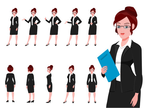 Female lawyer character and model sheet