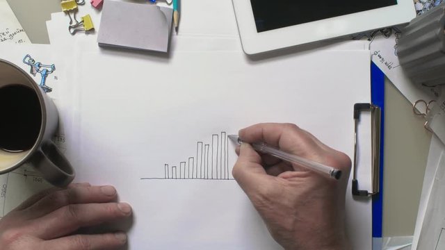 artist draws a graph growing up and an arrow