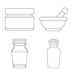 Vector design of pharmacy and pharmaceutical icon. Collection of pharmacy and health stock vector illustration.