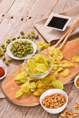 Wasabi flavour potato crisps.