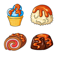 Isolated object of dessert and sweet sign. Set of dessert and food stock vector illustration.