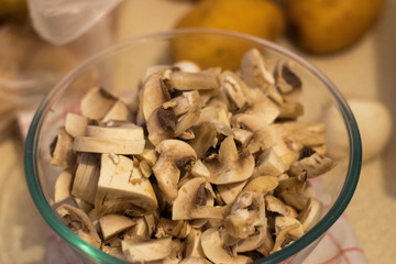 Mushrooms. Eggs. Potatoaes.