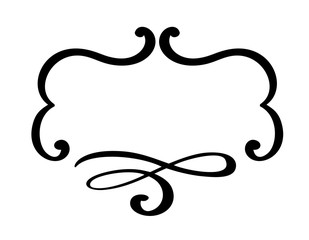 Flourish Vintage vector frame. Swirl illustration for text, greeting card, wedding invitation, book. Hand drawn cute isolated border