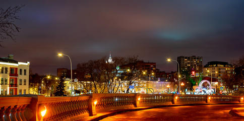 City the Moscow .View from the Cathedral of Christ the Saviour on Volkhonka street.Russia.