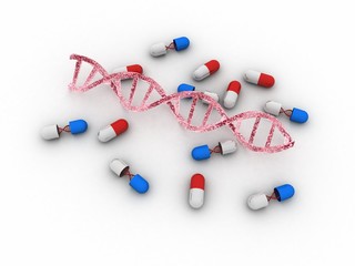 3d render of dna structure, abstract background