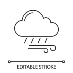 Rainy and windy weather linear icon