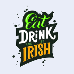 Happy St. Patrick's Day handwritten lettering quote for postcards, banners, invitation, posters, t-shirts. Vector illustration EPS 10.