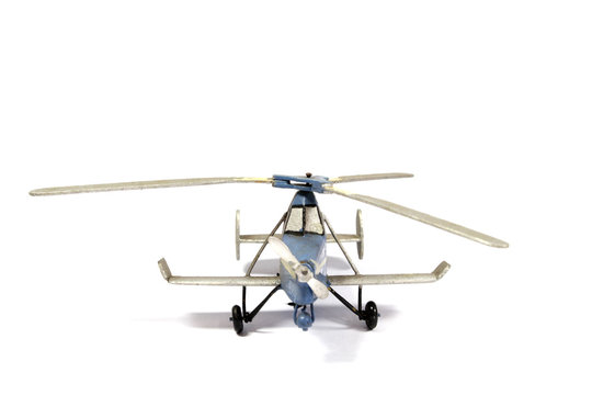 Vintage Toy Aircraft Models on White Background