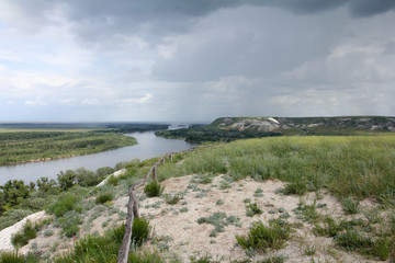 Fototapeta na wymiar steppe, chalk cliff on the don river
