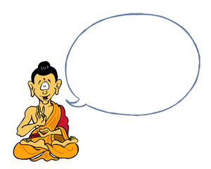 Illustration of Buddha with empty dialogue bubble