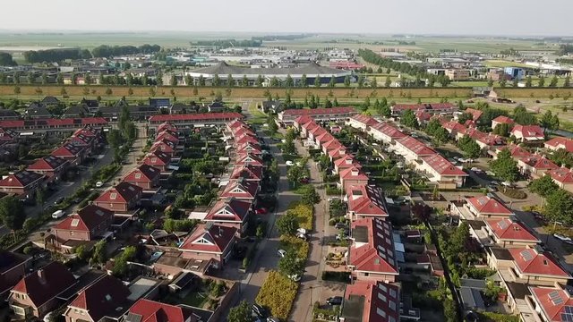 Drone view of an area of Dronten, Flevoland, The Netherlands.