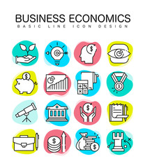 BUSINESS ECONOMICS ICON SET