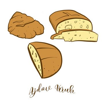 Colored sketches of Ajdov Kruh bread